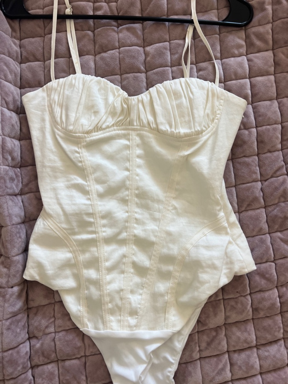 Zara Cream Corset-Style One-Piece Bodysuit